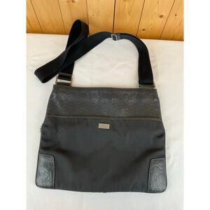 Gucci Guccissima Black Messenger Bag, about 14 x 12 inches
